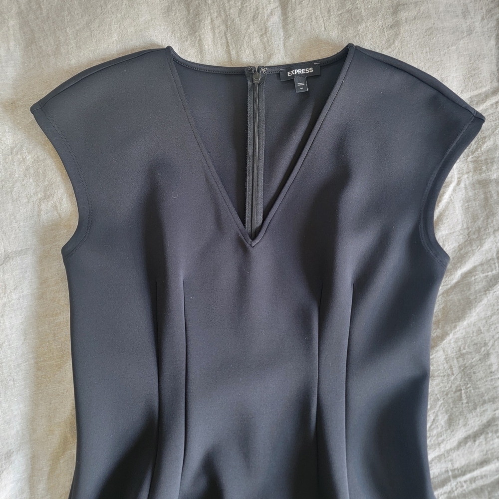 Express Black Midi Dress with V-Neck